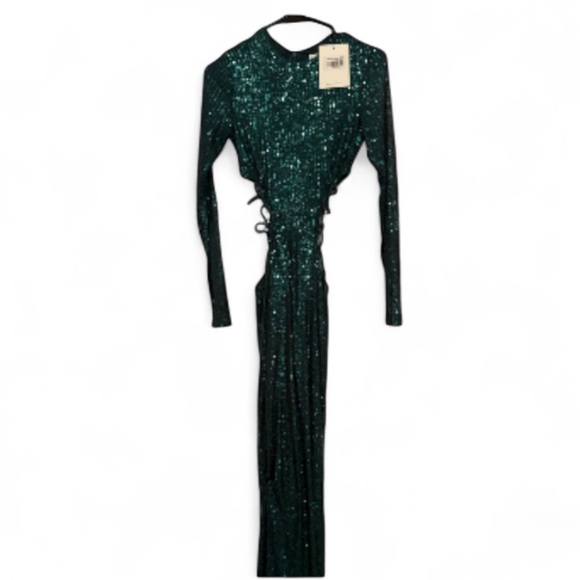 HELLO MOLLY, DEAR EMILIA PROMISE ME FOREVER SEQUIN MAXI DRESS GREEN NWT - Picture 3 of 3